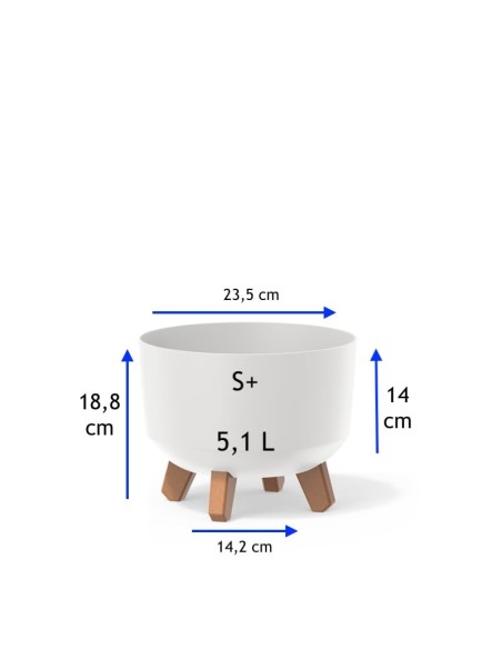 Pflanzschale rund mit Füßen Ø24 × 19 cm Matt, 5,1 L – Weiß | Töpferkönig