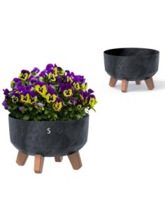 Pflanzschale rund mit Füßen Ø23 × 16 cm Beton-Optik, 3,8 L – Beton Anthrazit | Töpferkönig 2