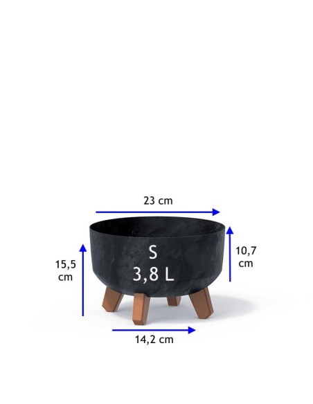 Vasque ronde sur pieds Ø23 × 16 cm aspect béton, 3,8 L – Béton anthracite | Töpferkönig