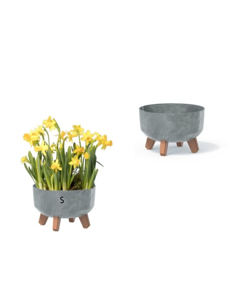 Cuenco para plantas redondo con patas Ø23 × 16 cm efecto hormigón, 3,8 L – Gris hormigón | Töpferkönig