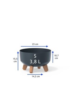 Plantenschaal rond op pootjes Ø23 × 16 cm mat, 3,8 L – Antraciet | Töpferkönig 2