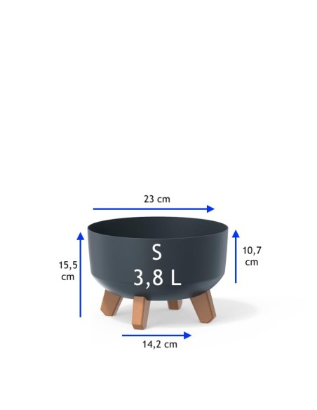 Pflanzschale rund mit Füßen Ø23 × 16 cm Matt, 3,8 L – Anthrazit | Töpferkönig