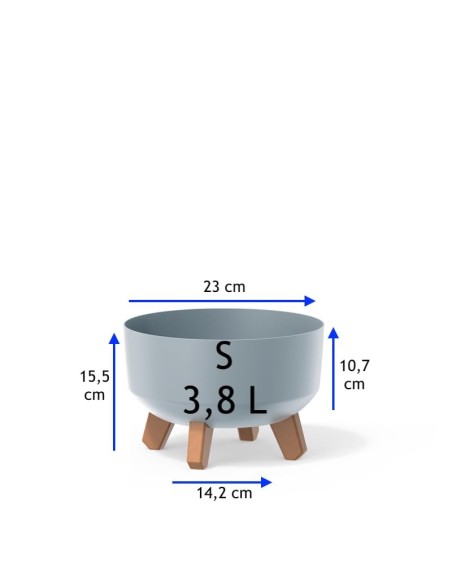 Ciotola per piante rotonda con piedini Ø23 × 16 cm opaca, 3,8 L – Grigio | Töpferkönig