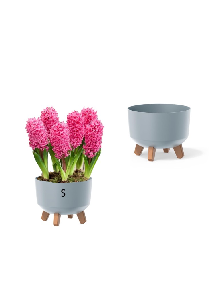 Pflanzschale rund mit Füßen Ø23 × 16 cm Matt, 3,8 L – Grau | Töpferkönig