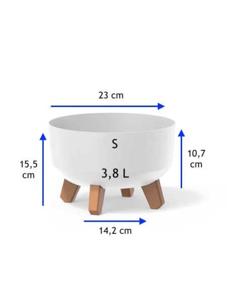 Pflanzschale rund mit Füßen Ø23 × 16 cm Matt, 3,8 L – Weiß | Töpferkönig