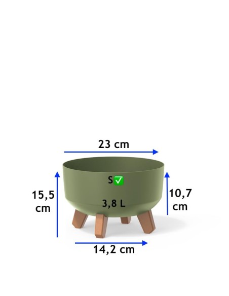 Cuenco para plantas redondo con patas Ø23 × 16 cm mate, 3,8 L – Verde | Töpferkönig