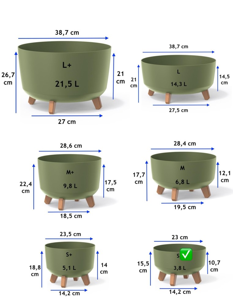 Vasque ronde sur pieds Ø23 × 16 cm mate, 3,8 L – Vert | Töpferkönig