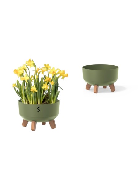 Pflanzschale rund mit Füßen Ø23 × 16 cm Matt, 3,8 L – Grün | Töpferkönig