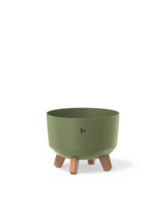 Pflanzschale rund mit Füßen Ø24 × 19 cm Matt, 5,1 L – Grün | Töpferkönig