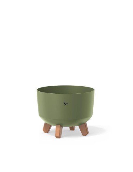 Pflanzschale rund mit Füßen Ø24 × 19 cm Matt, 5,1 L – Grün | Töpferkönig