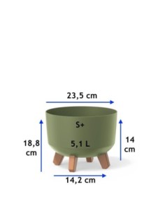 Pflanzschale rund mit Füßen Ø24 × 19 cm Matt, 5,1 L – Grün | Töpferkönig 2