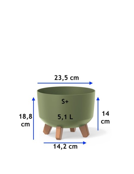 Plantenschaal rond op pootjes Ø24 × 19 cm mat, 5,1 L – Groen | Töpferkönig