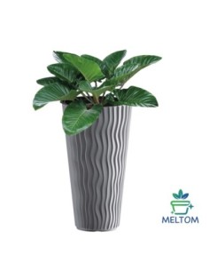 Pot haut rond 3XL Ø37 × 71 cm à relief ondulé, 45 L – Gris | Töpferkönig 2