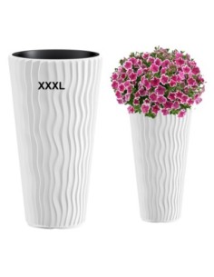 Pot haut rond 3XL Ø37 × 71 cm à relief ondulé, 45 L – Blanc | Töpferkönig