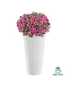 Blumenkübel rund 3XL hoch Ø37 × 71 cm Wellenrelief, 45 L – Weiß | Töpferkönig 2