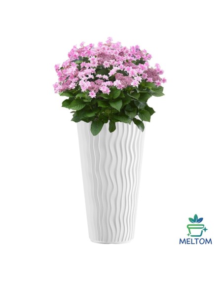 Blumenkübel rund 3XL hoch Ø37 × 71 cm Wellenrelief, 45 L – Weiß | Töpferkönig