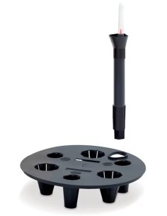 Pot haut rond 3XL Ø37 × 71 cm à relief ondulé avec système d'arrosage, 45 L – Blanc | Töpferkönig 2