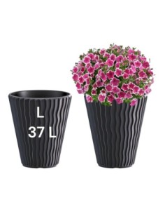 Blumentopf rund L Ø37 × 44 cm Wellenrelief, 37 L – Anthrazit | Töpferkönig
