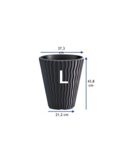 Pot de fleurs rond L Ø37 × 44 cm à relief ondulé, 37 L – Anthracite | Töpferkönig 2