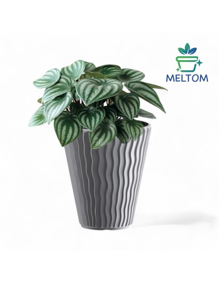 Vaso rotondo L Ø37 × 44 cm rilievo a onde, 37 L – Grigio | Töpferkönig