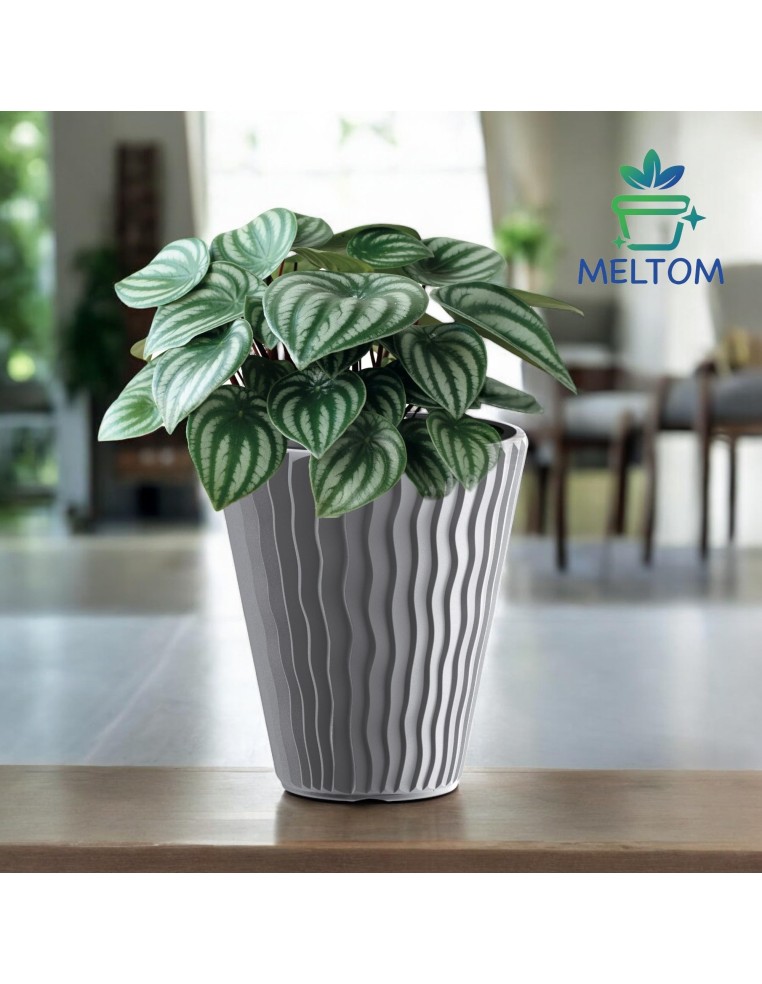 Bloempot rond L Ø37 × 44 cm golfreliëf, 37 L – Grijs | Töpferkönig