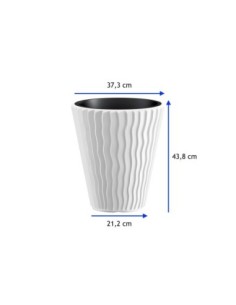 Bloempot rond L Ø37 × 44 cm golfreliëf, 37 L – Wit | Töpferkönig 2