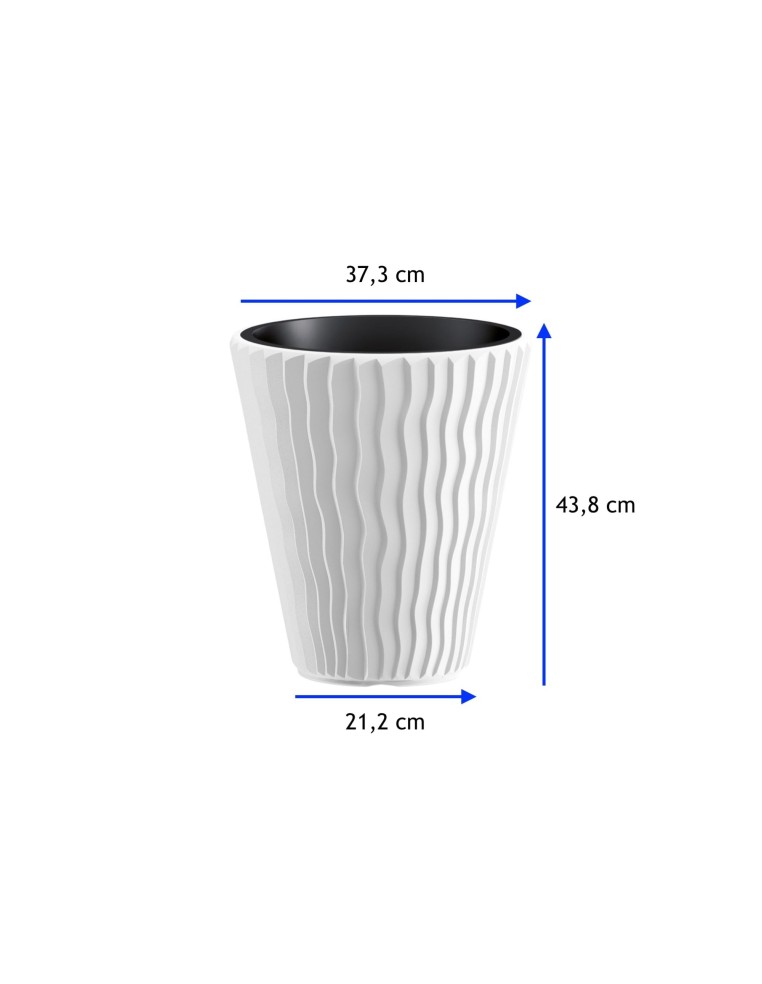 Pot de fleurs rond L Ø37 × 44 cm à relief ondulé, 37 L – Blanc | Töpferkönig