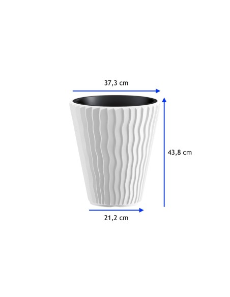 Vaso rotondo L Ø37 × 44 cm rilievo a onde, 37 L – Bianco | Töpferkönig