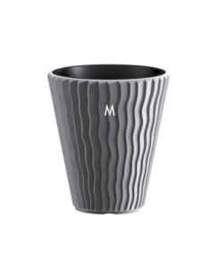 Pot de fleurs rond M Ø34 × 39 cm à relief ondulé, 21 L – Gris | Töpferkönig