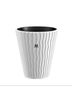 Blumentopf rund M Ø34 × 39 cm Wellenrelief, 21 L – Weiß | Töpferkönig