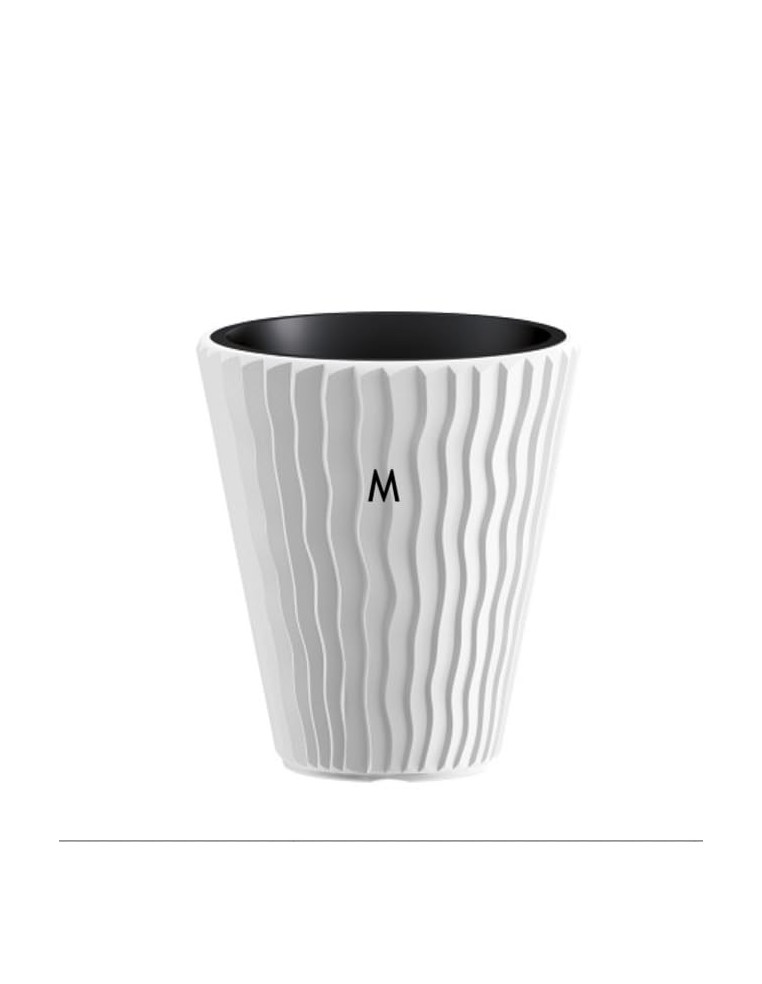 Pot de fleurs rond M Ø34 × 39 cm à relief ondulé, 21 L – Blanc | Töpferkönig