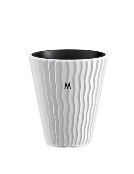Blumentopf rund M Ø34 × 39 cm Wellenrelief, 21 L – Weiß | Töpferkönig