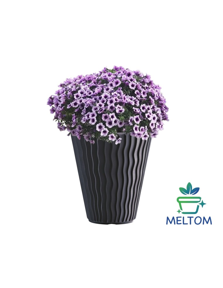 Maceta redonda S Ø29 × 33 cm relieve ondulado, 13 L – Antracita | Töpferkönig