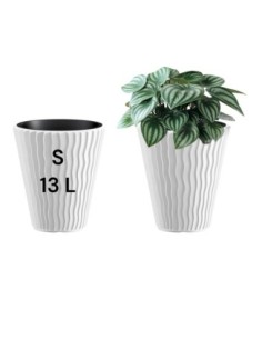 Bloempot rond S Ø29 × 33 cm golfreliëf, 13 L – Wit | Töpferkönig
