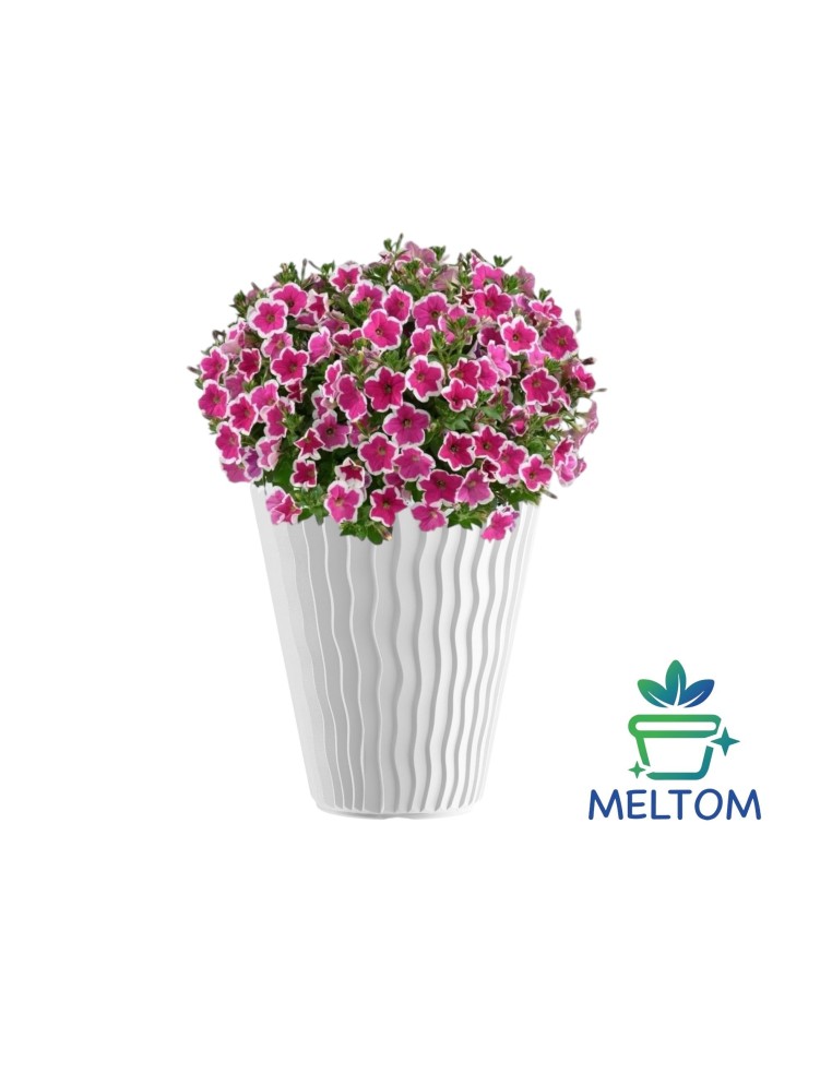 Vaso rotondo S Ø29 × 33 cm rilievo a onde, 13 L – Bianco | Töpferkönig