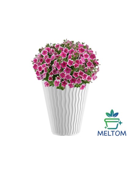 Vaso rotondo S Ø29 × 33 cm rilievo a onde, 13 L – Bianco | Töpferkönig