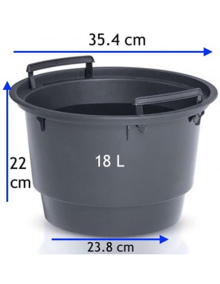 Bloempot rond L Ø37 × 44 cm golfreliëf met bewateringssysteem, 37 L – Grijs | Töpferkönig