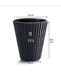 Vaso rotondo S Ø29 × 33 cm rilievo a onde con sistema di irrigazione, 13 L – Antracite | Töpferkönig 2