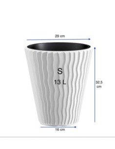 Bloempot rond S Ø29 × 33 cm golfreliëf met bewateringssysteem, 13 L – Wit | Töpferkönig 2