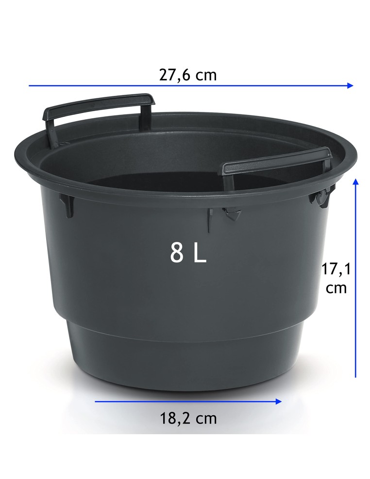 Pot haut rond XL Ø29 × 52 cm à relief ondulé avec système d'arrosage, 22 L – Gris | Töpferkönig