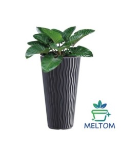 Plantenbak rond XL hoog Ø29 × 52 cm golfreliëf, 22 L – Antraciet | Töpferkönig 2