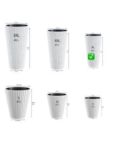 Blumenkübel rund XL hoch Ø29 × 52 cm Wellenrelief, 22 L – Weiß | Töpferkönig 2