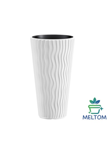 Pot haut rond XL Ø29 × 52 cm à relief ondulé, 22 L – Blanc | Töpferkönig