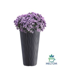 Blumenkübel rund XXL hoch Ø34 × 61 cm Wellenrelief, 37 L – Anthrazit | Töpferkönig 2