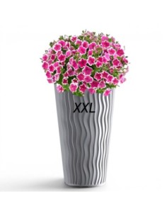 Pot haut rond XXL Ø34 × 61 cm à relief ondulé, 37 L – Gris | Töpferkönig