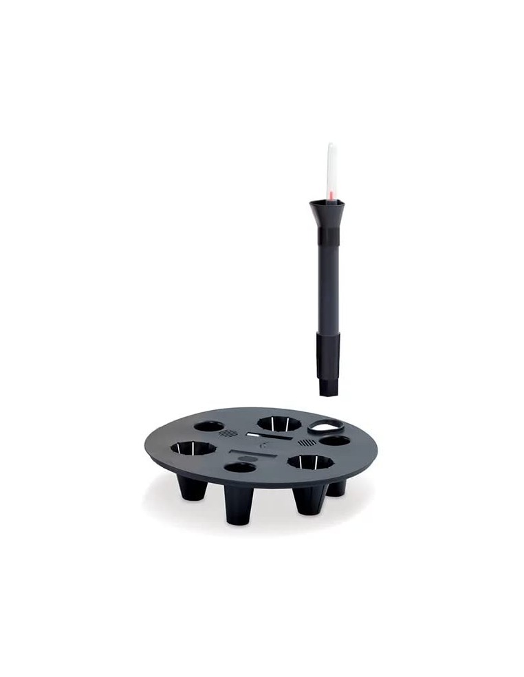Pot haut rond XXL Ø34 × 61 cm à relief ondulé avec système d'arrosage, 37 L – Gris | Töpferkönig