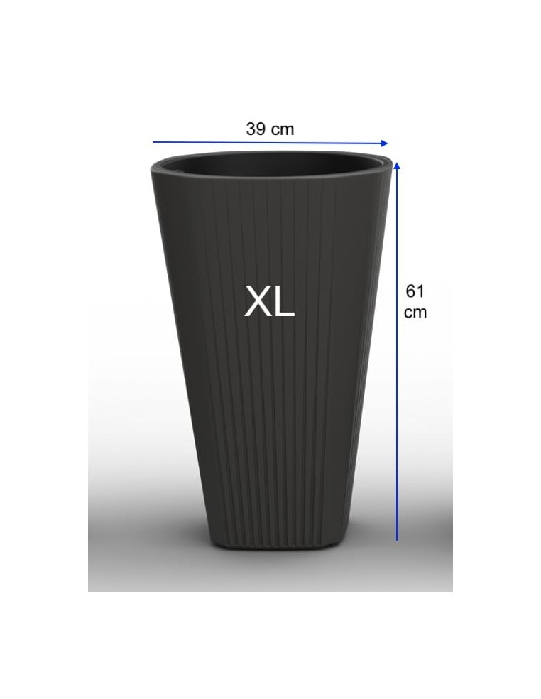 Fioriera rotonda XL alta Ø39 × 61 cm opaca, 48 L – Antracite | Töpferkönig