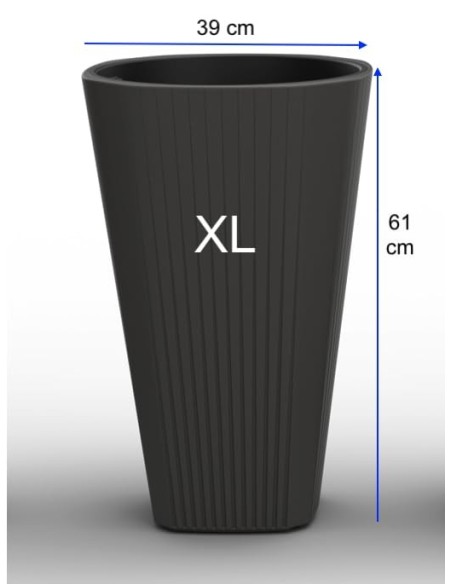 Fioriera rotonda XL alta Ø39 × 61 cm opaca, 48 L – Antracite | Töpferkönig
