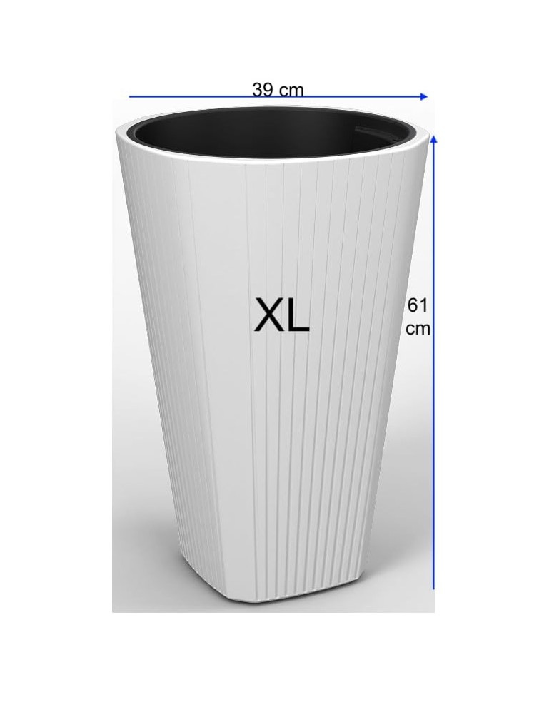 Macetero redondo XL alto Ø39 × 61 cm mate, 48 L – Blanco | Töpferkönig