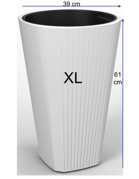 Macetero redondo XL alto Ø39 × 61 cm mate, 48 L – Blanco | Töpferkönig